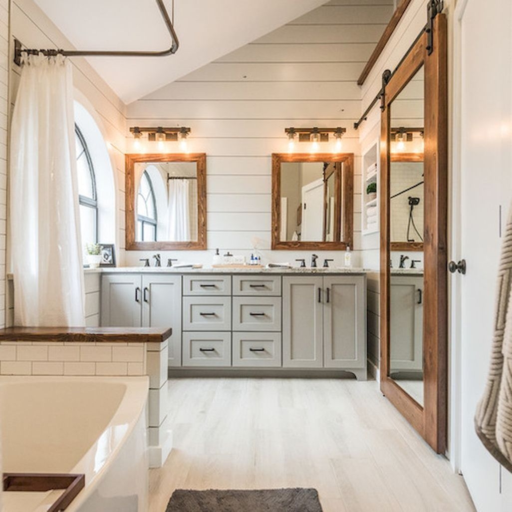 41 Fresh Rustic Farmhouse Master Bathroom Remodel Ideas ...