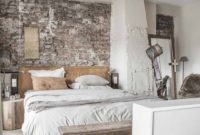 Elegant Rustic Bedroom Brick Wall Decoration Ideas 15