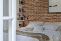 Elegant Rustic Bedroom Brick Wall Decoration Ideas 20