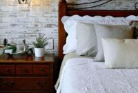 Elegant Rustic Bedroom Brick Wall Decoration Ideas 31