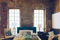 Elegant Rustic Bedroom Brick Wall Decoration Ideas 40