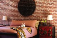 Elegant Rustic Bedroom Brick Wall Decoration Ideas 45