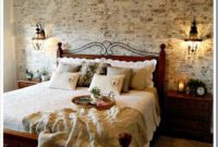 Elegant Rustic Bedroom Brick Wall Decoration Ideas 48
