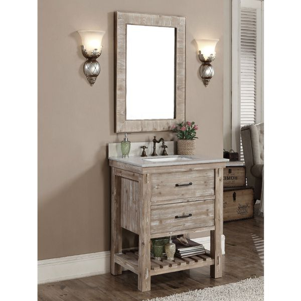 30 Inch Rustic Bathroom Vanity With Matching Wall Mirror