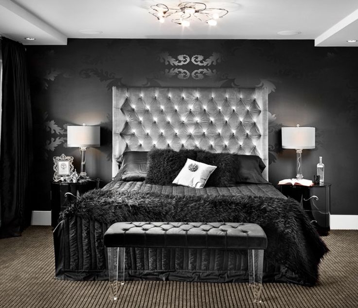 All Black Art Deco Bedroom Decor Luxury Black And White