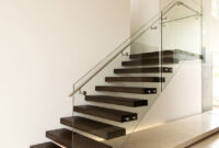 American Oak Modern Stair Glass Steel