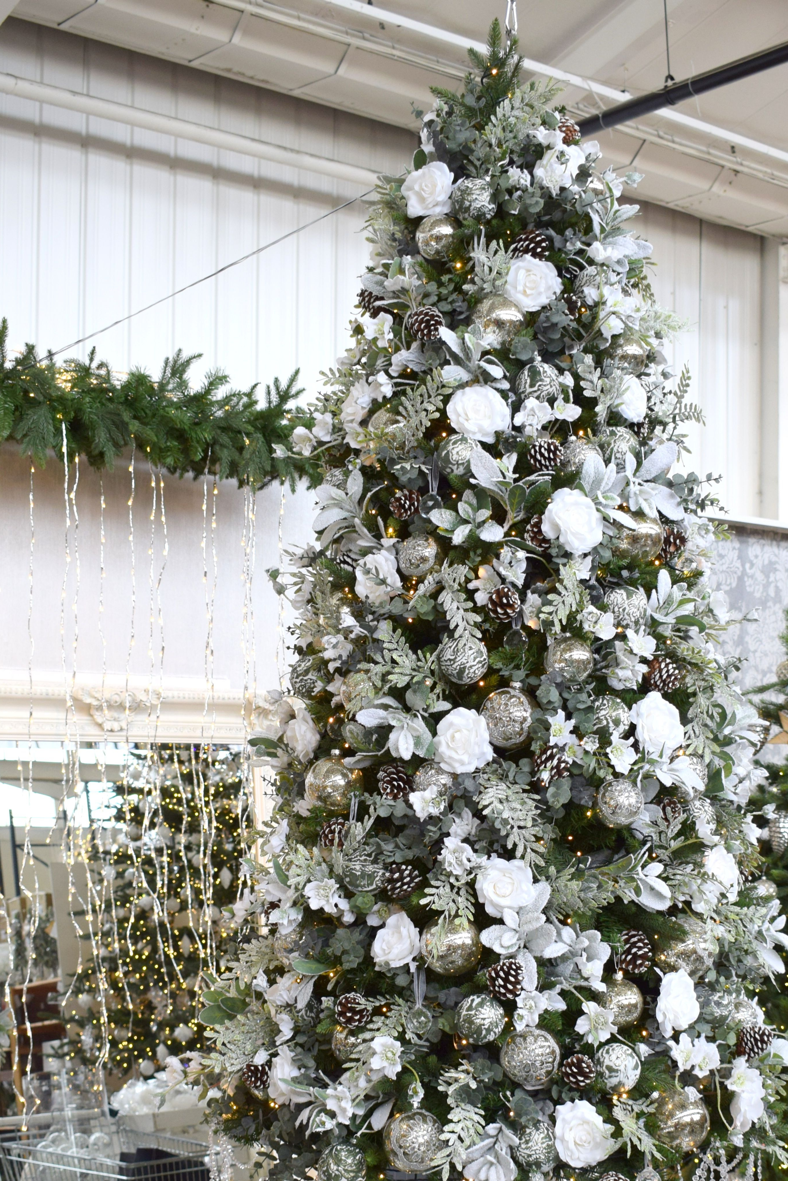 Artificial Frosted Christmas Tree Decorated With White