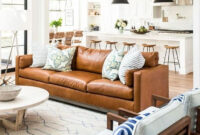 Awesome 48 Lovely Farmhouse Living Room With Leather Sofa