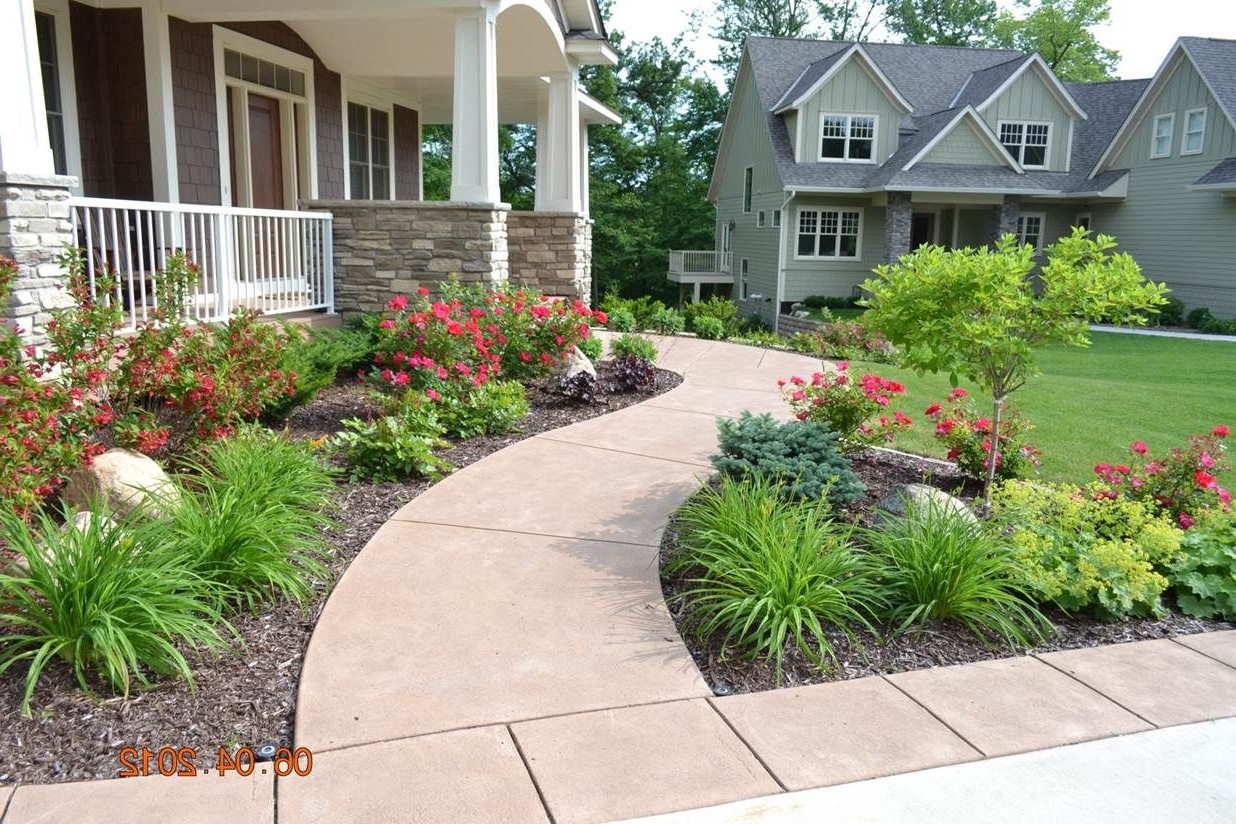 Beautiful Example Of Curved Sidewalk And Large Planting
