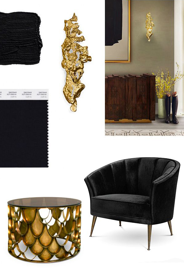 Black Gold Mood Board For A Stylish Living Room