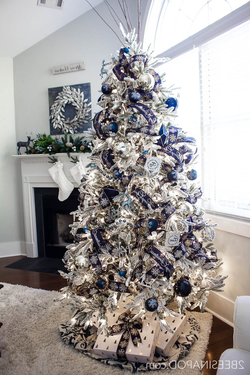 Blue And Silver Christmas Tree For The Living Room 2