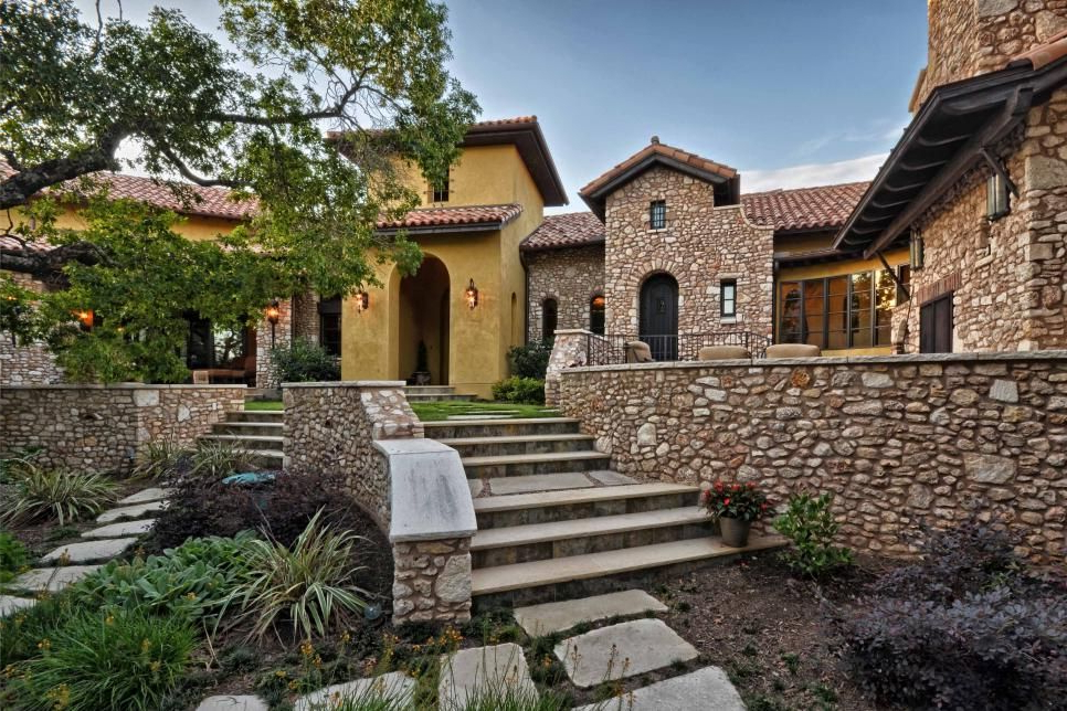 Brick And Stone Mediterranean Estate With Lovely Patio