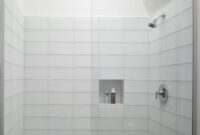 Bright Modern Bathroom White Tile Shower Backsplash Randall Street Residence White Bathroom