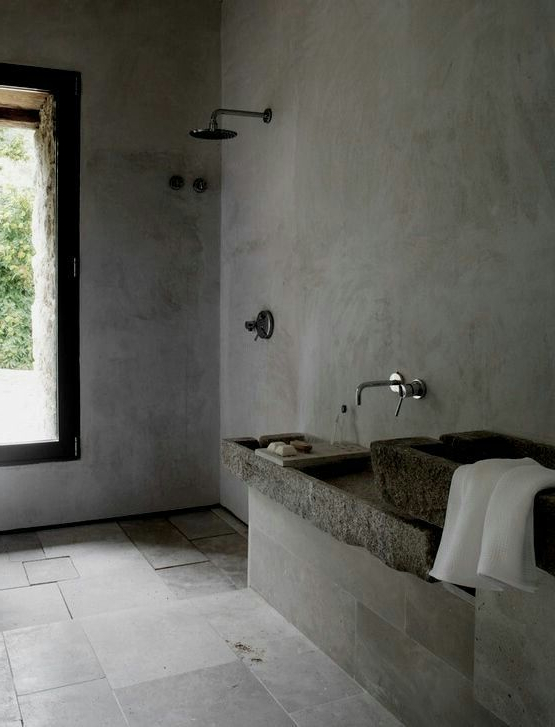 Cement Screed Walls For Bath Area Concrete Bathroom