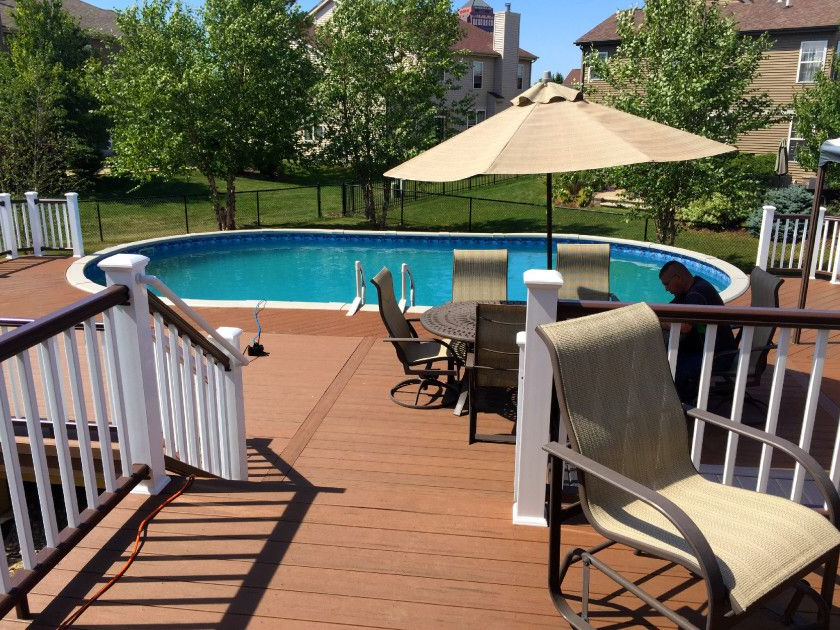 Composite Pool Deck With Timbertech Brown Oak Backyard