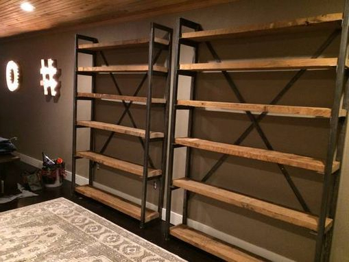 Custom Made Metal And Wood Bookshelves Wood Bookshelves