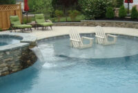 Custom Swimming Pool With Sun Shelf And Raised Spa