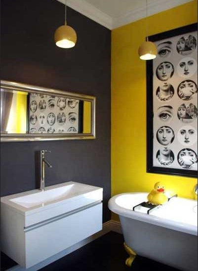 Dark And Bright Colors Bathroom Paint