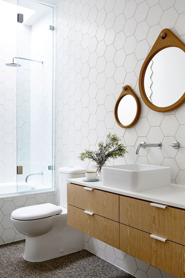 Design Detail Hexagonal Tiles On A Bathroom Wall