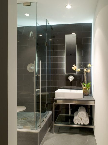 Dramatic Tile Bathroom Design Modern Bathroom Design