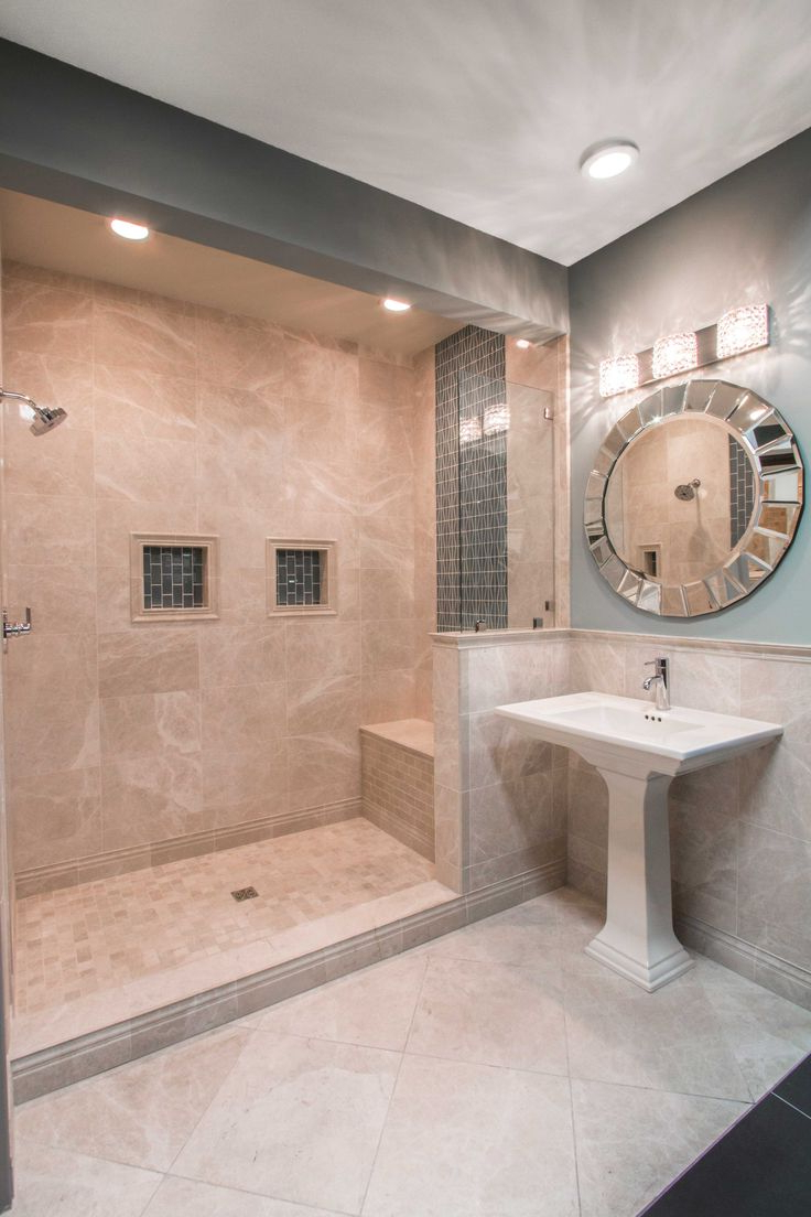 Elegant Beige Taupe And Cream Colored Bathroom Tile