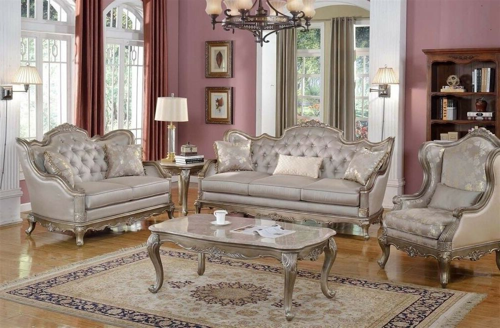 Elegant Traditional Antique Style Sofa Loveseat Formal