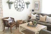 Farmhouse Living Room With Brown Leather Couch Rooms Decor