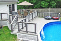 Grey And White Decks For Above Ground Swimming Pools