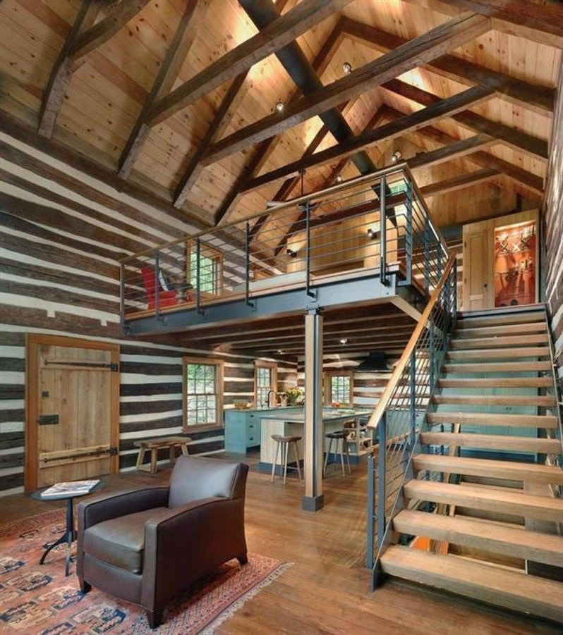 Inspiring Home Interior Cabin Style Design Ideas15 Metal