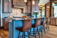 Knotty Alder With A Touch Of Blue Rustic Kitchen Island