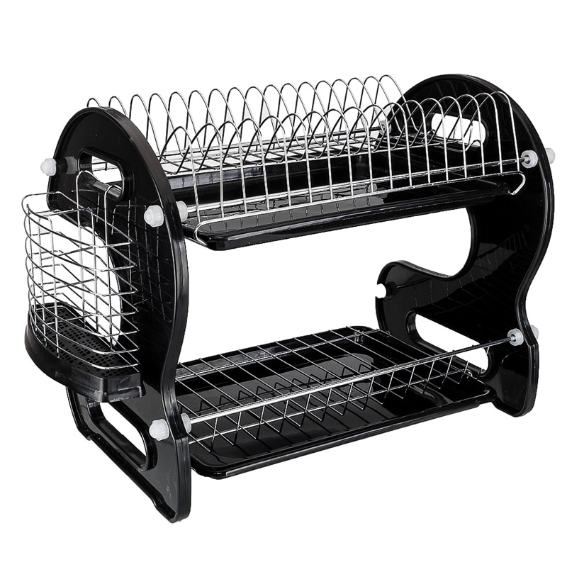 Large Capacity 2 Tier Dish Drainer Drying Rack Kitchen