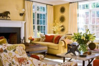 Living Room Design With Butter Yellow Colored With Gold Tones