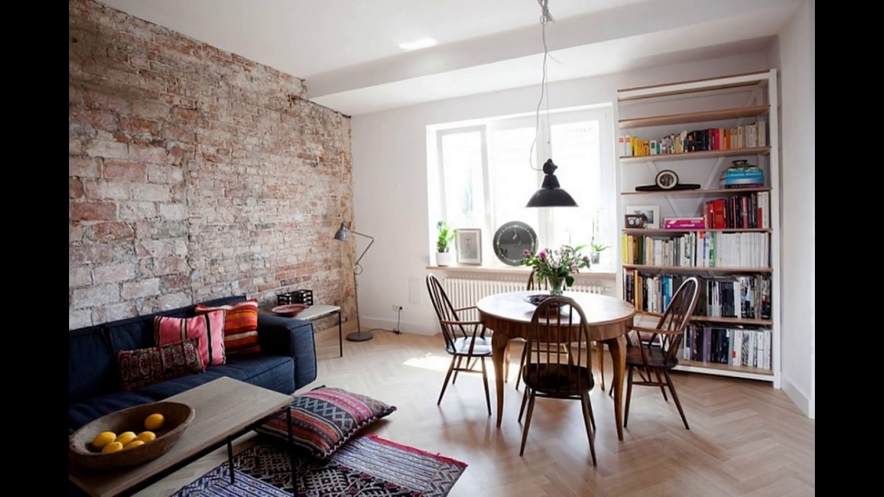 Living Room With Brick Wall Tiles Youtube