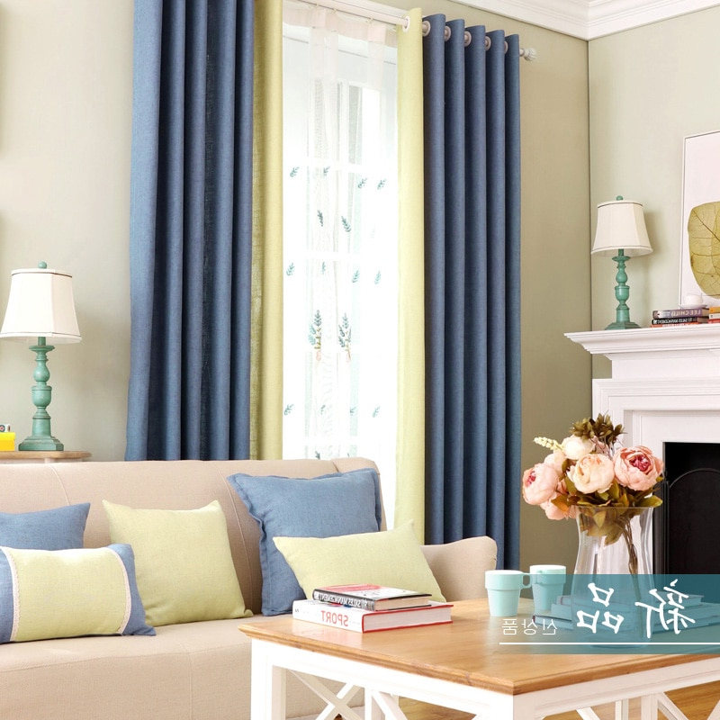 Modern Blackout Curtain Fabrics For Living Room Blue