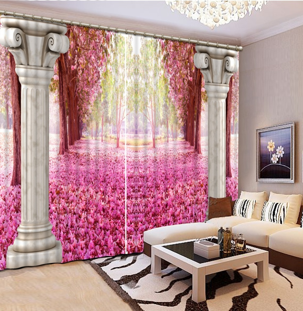 Modern Curtains Flowers Window Treatments Living Room Cafe