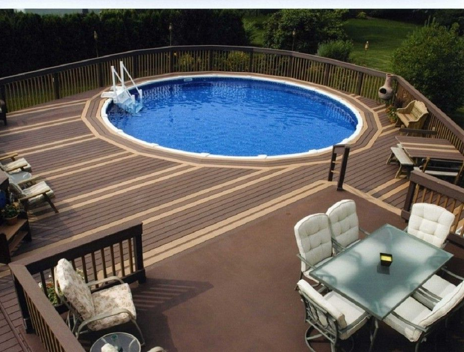 Modern Small Oval Above Ground Pool With Deck Designs For