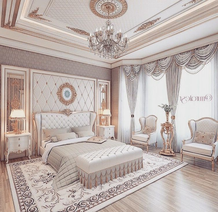 Neutral Luxurious Bedroom Romantic Elegant