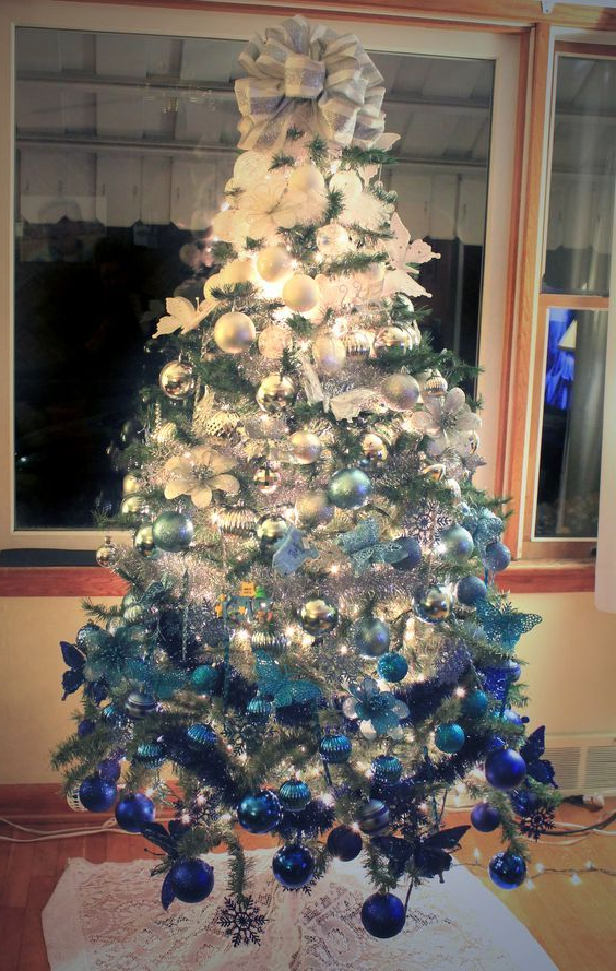 Ombre White To Royal Blue Christmas Tree Creative