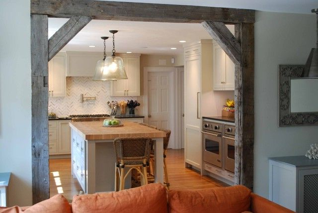 Open Up Wall Between Kitchen And Family Roomrustic Beam