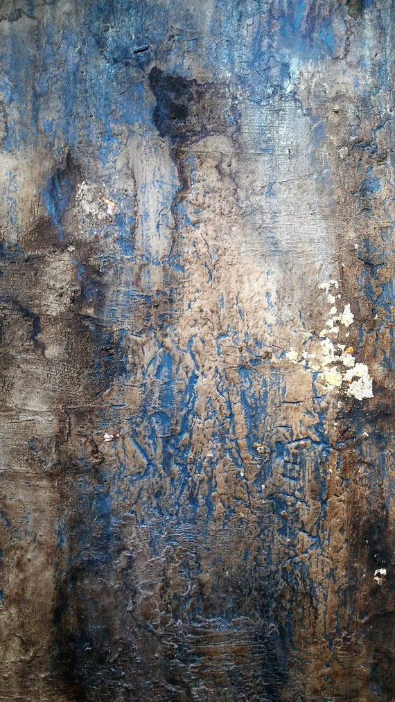 Original Rustic Gold Leaf Abstract Texture Painting 24 X
