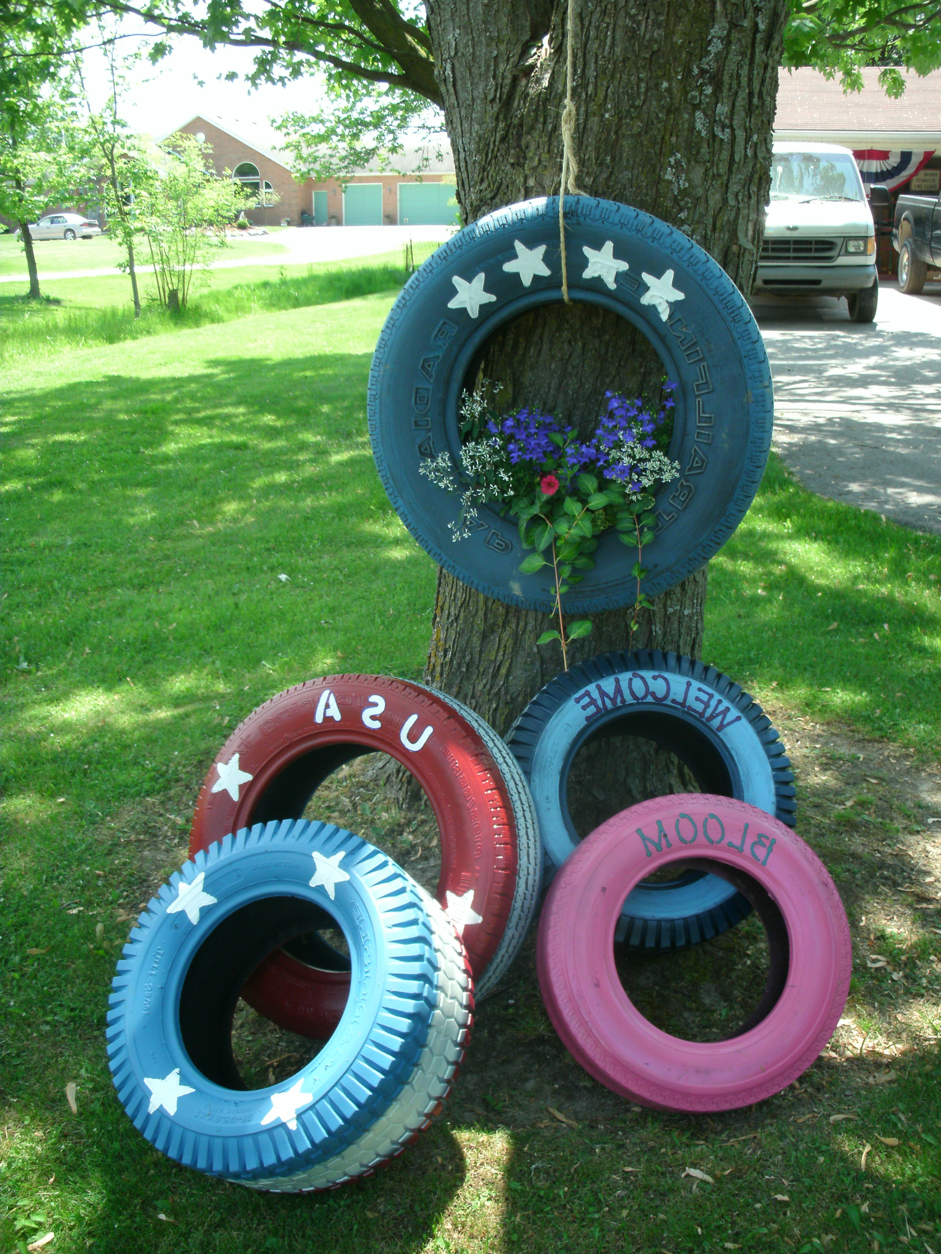 Painted Tire Planters Diy Garden Decor Tire Planters
