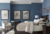 Pretty Blue Color With White Crown Molding Small Master