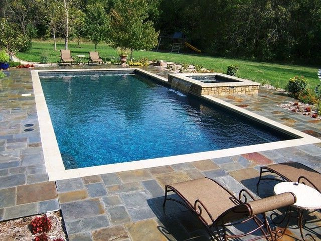 20 Stunning Rectangle Inground Pool Design Ideas With Sun Shelf
