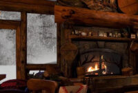 Relaxing Atmosphere Cozy Log Cabin Fireplace And