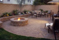 Retaining Sitting Walls With Fire Pit Brick Paving