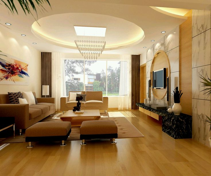 Round Pop Ceiling Designs For Modern Living Room With