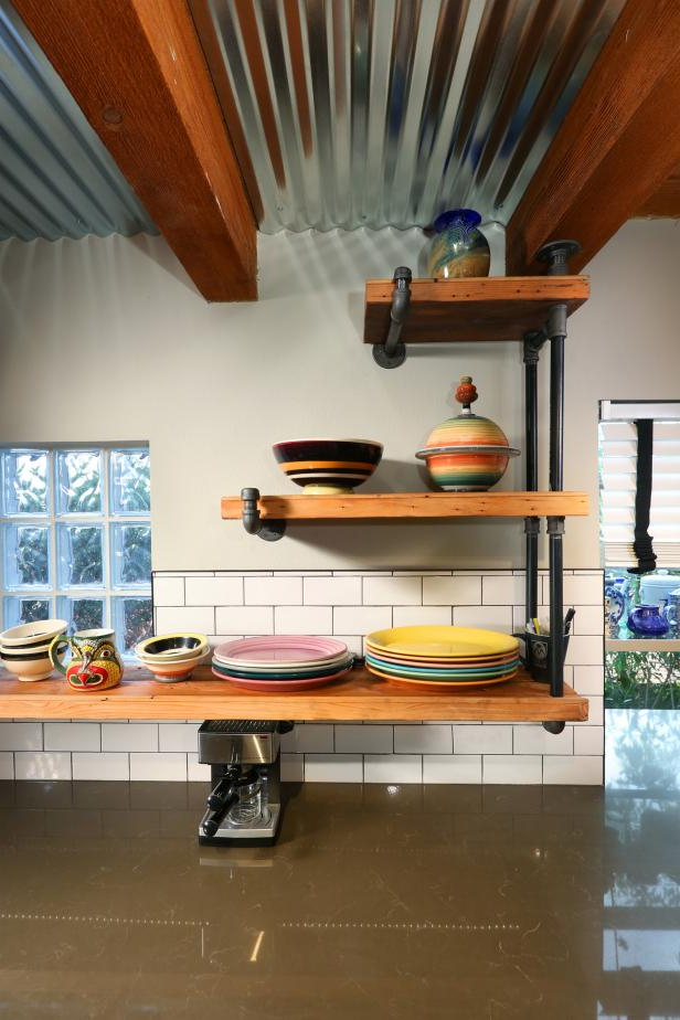 Rustic Industrial Kitchen With Open Shelving Hgtv