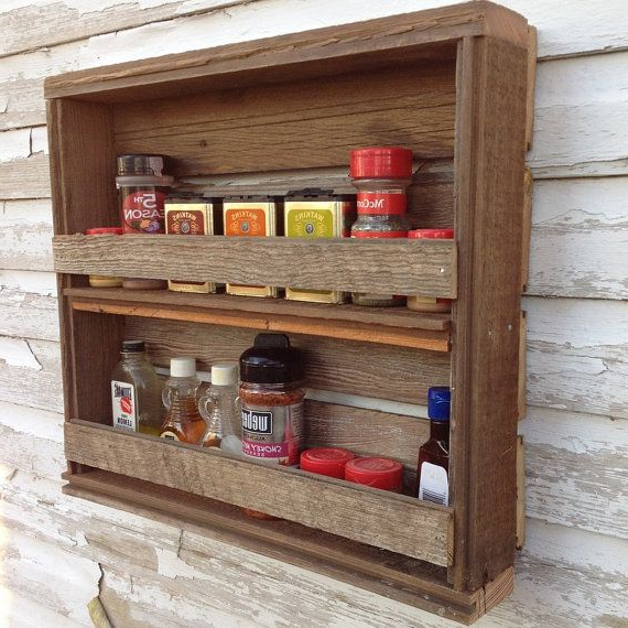Rustic Kitchen Spice Rack Reclaimed Wood Shelf