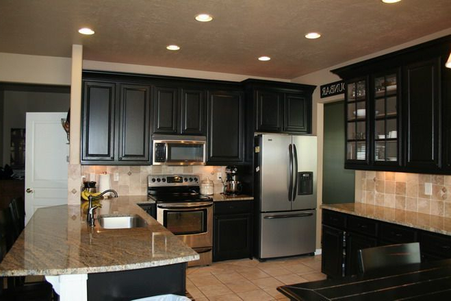 Sherwin Williams Black Cabinet Refinished Black Cabinets ...