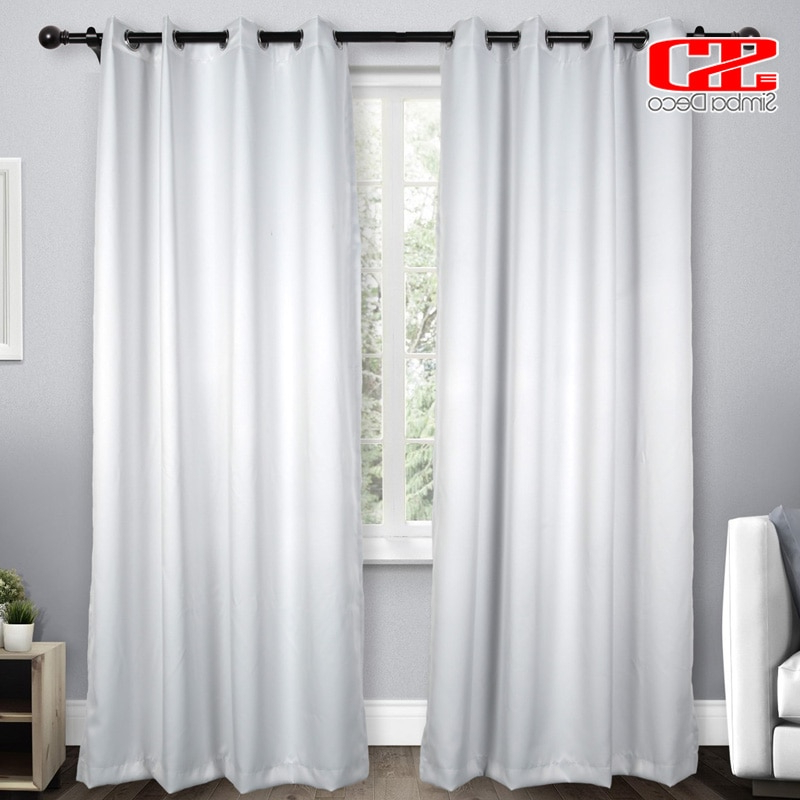 Solid Imitation Silk Blackout Curtains For Living Room